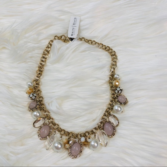 White House Black Market Jewelry - WHBM Pearl, Pink & Gold Charm Necklace White House Black Market Jewelry - WHBM Pearl, Pink & Gold Charm Necklace